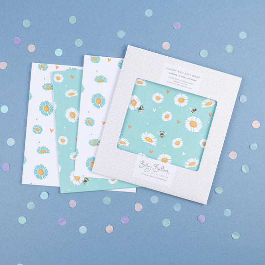 Blue & White Daisies Eco Flatwrap Pack