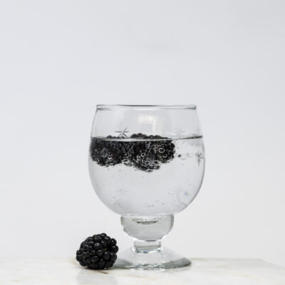 Red Wine Glass with Etched Stars