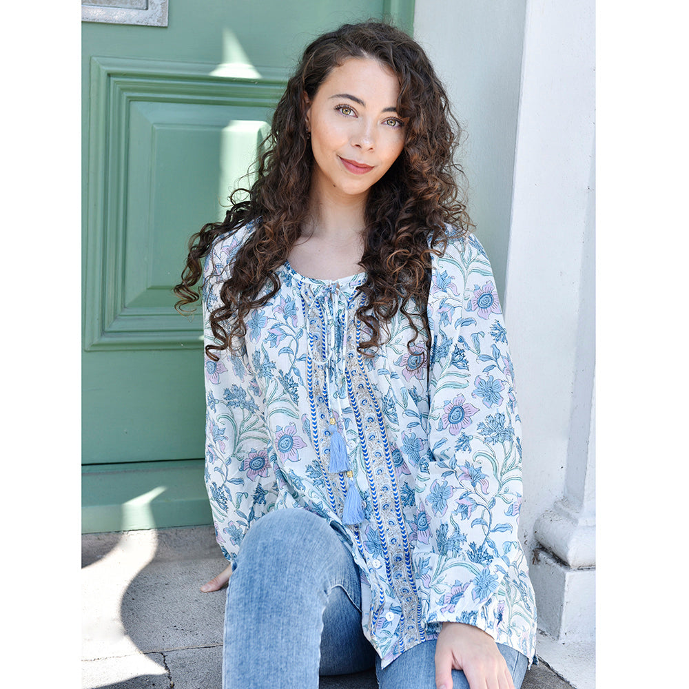 Isabelle - Lilac, Blue & Mint Blouse