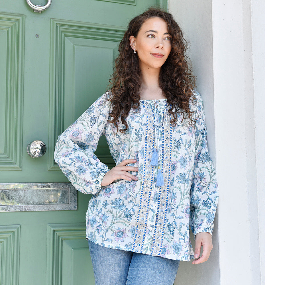 Isabelle - Lilac, Blue & Mint Blouse