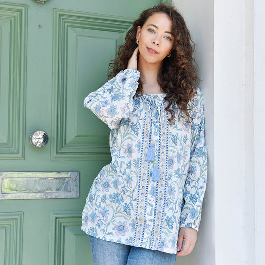 Isabelle - Lilac, Blue & Mint Blouse