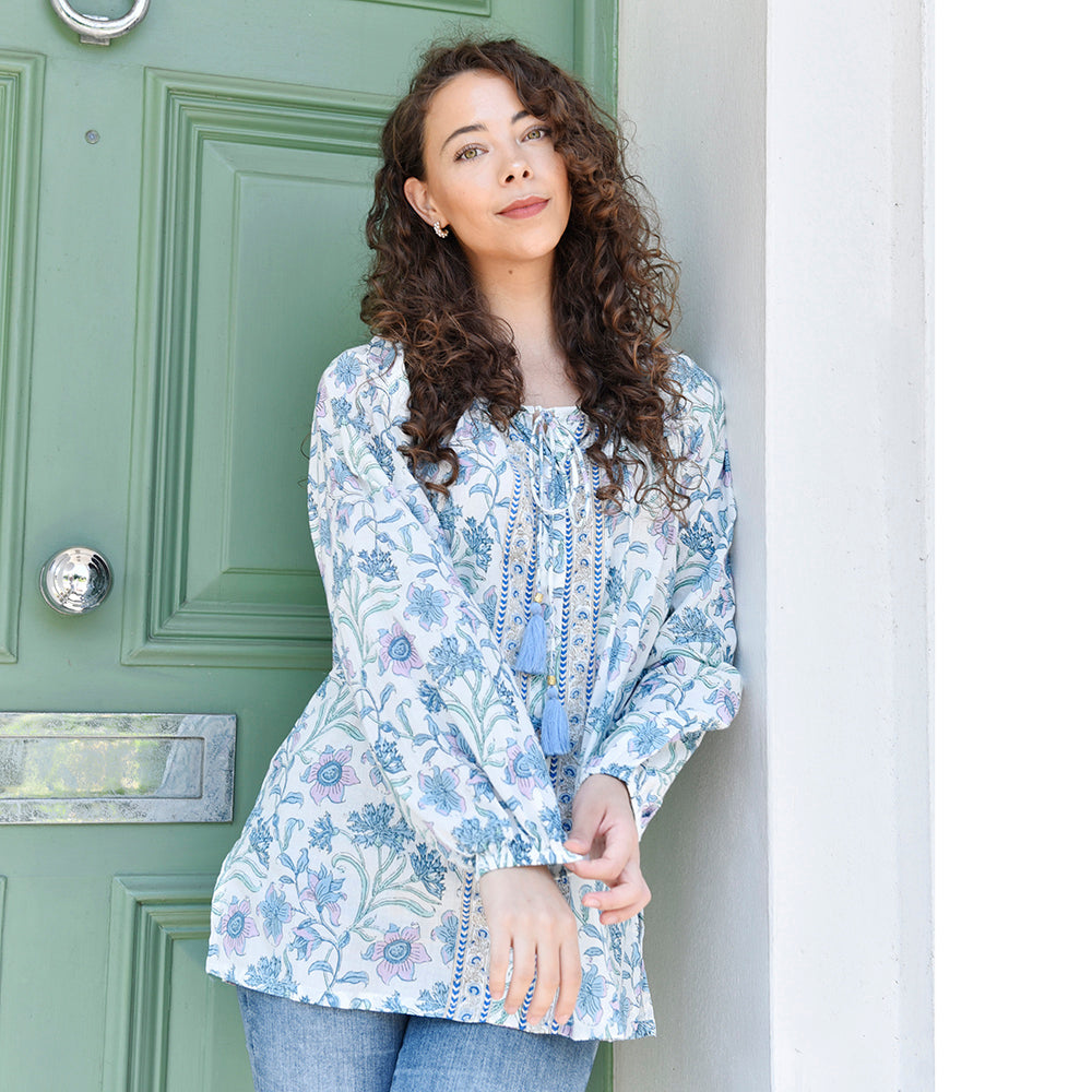Isabelle - Lilac, Blue & Mint Blouse
