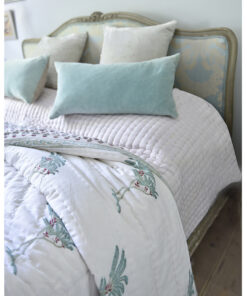 Cool Mint & Dark Pink Palm Block Print Quilt