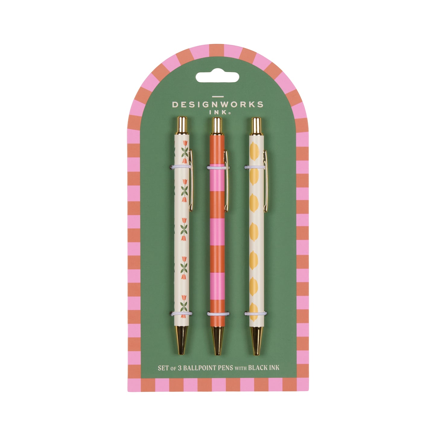 A Dopo! Set of 3 Pens - Flower Stripe Lemon
