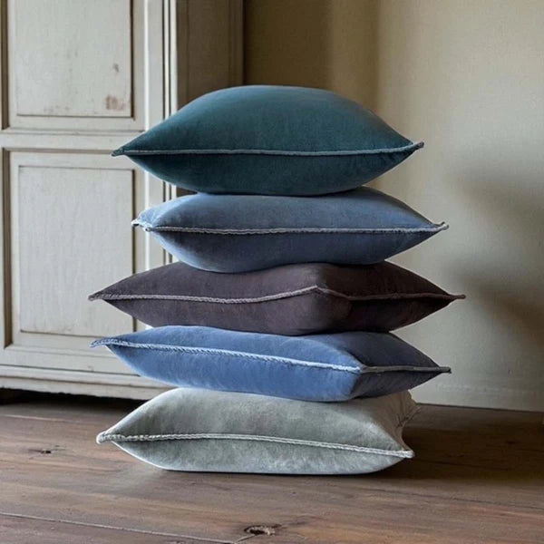 Olive Green, Stonewashed Velvet Cushion