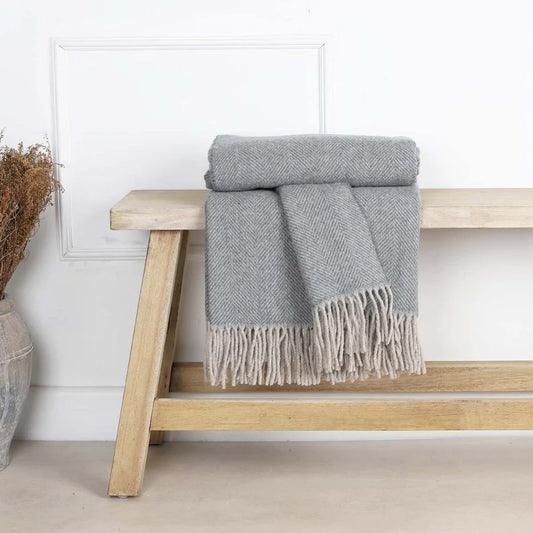 Anna Pure Wool Throw - Dusky Teal