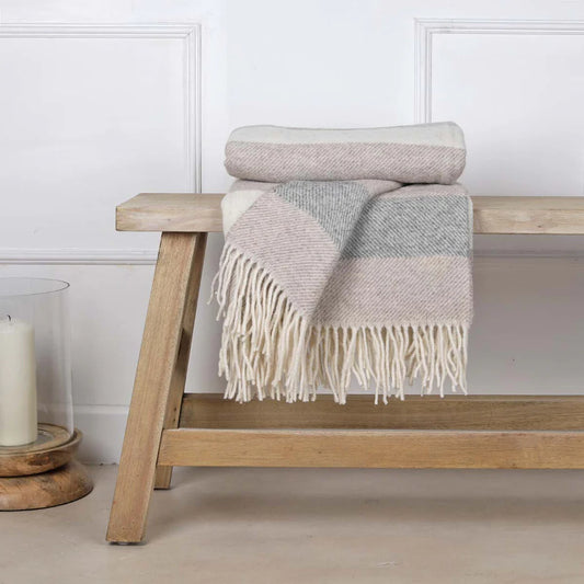 Mocha & Grey Pure Wool Throw